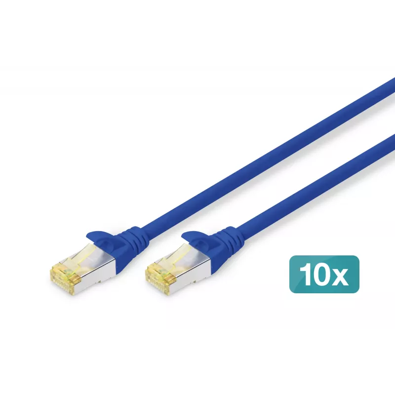 Cabo de rede DIGITUS CAT 6A S/FTP DK-1644-A-010-B-10, 1 m, azul, 10 unidades