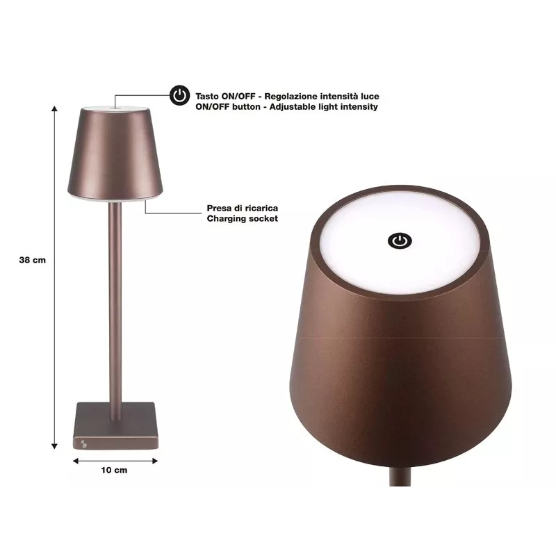 Candeeiro de mesa recarregável Beper P201UTP103, interruptor tátil, 2 W