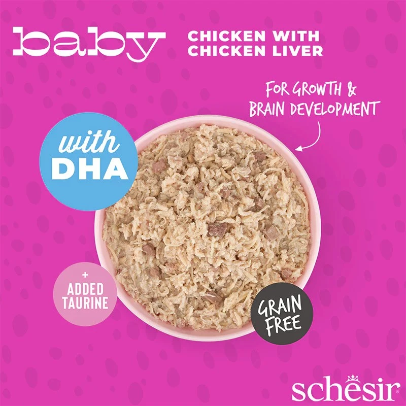 Alimento húmido para gatos Agras Pet Foods Schesir Baby em Caldo 70 g — Frango, sem cereais, para gatos jovens