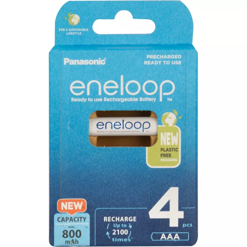 Pilhas recarregáveis PANASONIC ENELOOP AAA 800 mAh 4 unid. (BK-4MCDE/4CP)