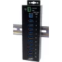 Hub USB Exsys EX-1580SHMVS 10 portas gerido com cabo USB e kit de montagem em calha DIN