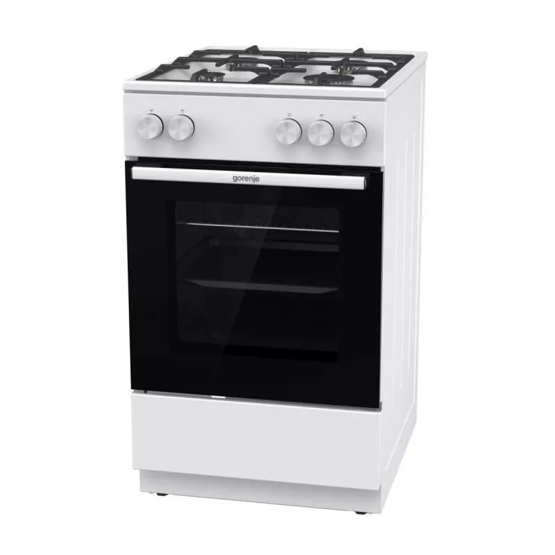 Fogão a gás independente com forno Gorenje GG5A10WFFM — placa de 4 bicos, forno de 70 l, superfície esmaltada, branco