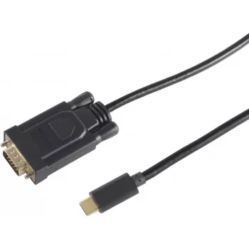 Adaptador de cabo de vídeo S/CONN 10-59045 3 m USB Type-C VGA (D-Sub) preto