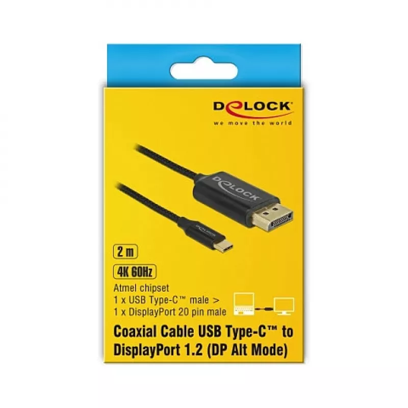 Adaptador de cabo de vídeo DeLOCK 84904 USB Type-C para HDMI 1 m preto