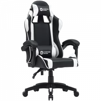 Cadeira gaming CANYON Core SGCH2 — preto/branco, design ergonómico, altura ajustável