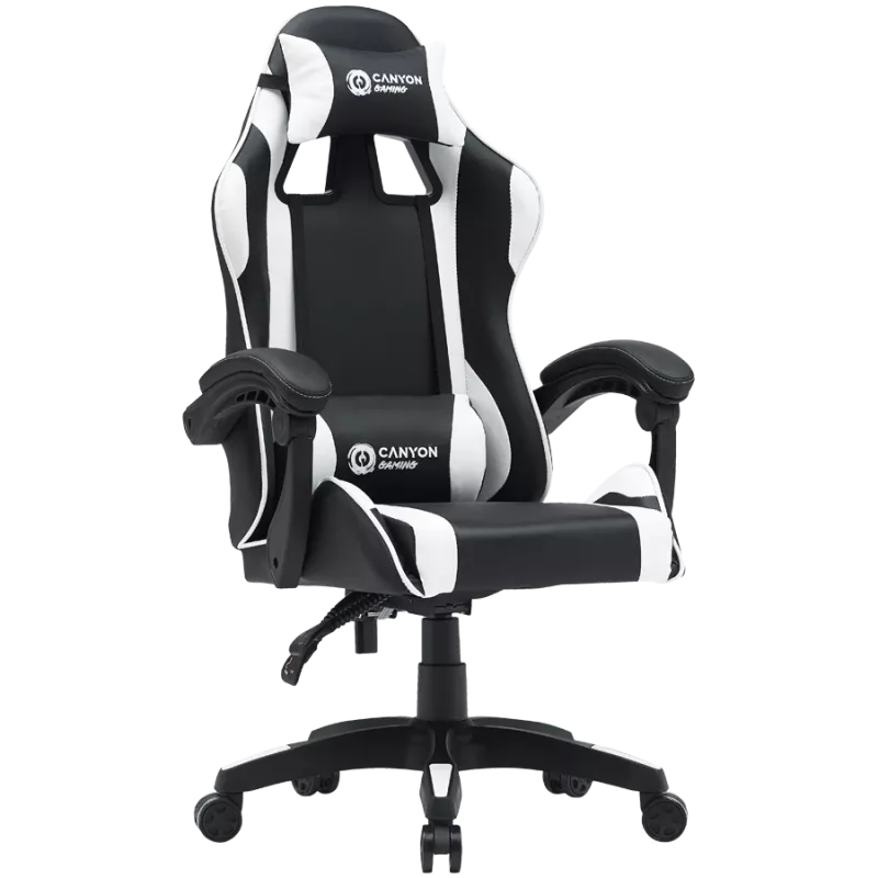Cadeira gaming CANYON Core SGCH2 — preto/branco, design ergonómico, altura ajustável