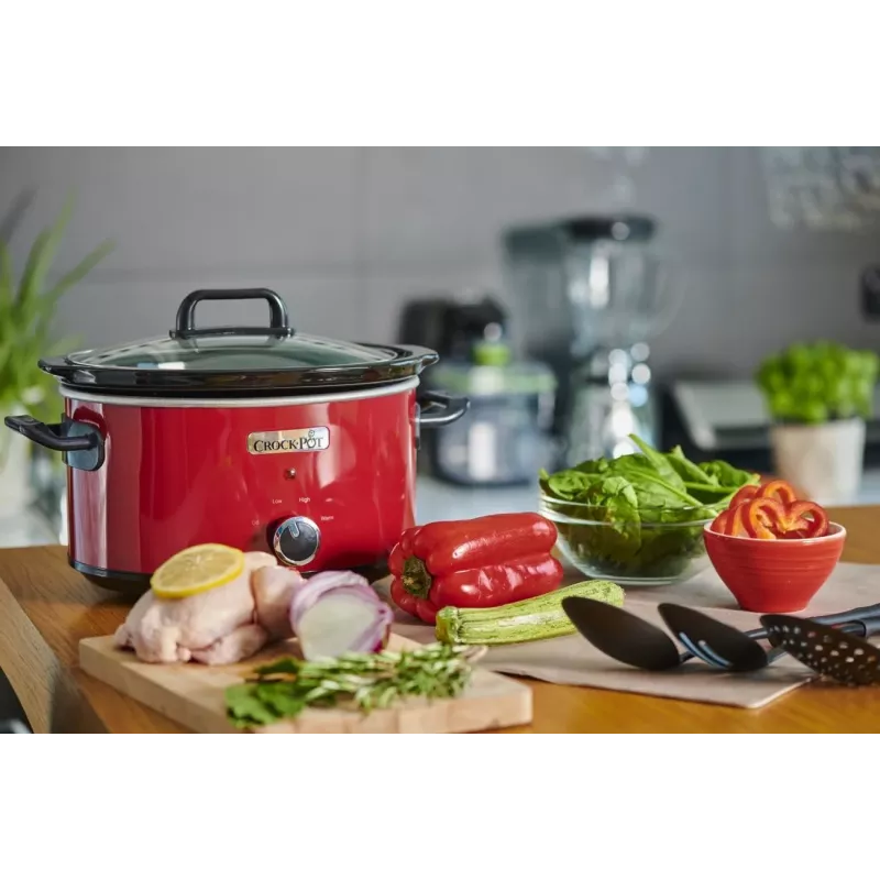 Panela de cozedura lenta Crock-Pot SCV400RD 3,5 L panela de cerâmica removível, tampa de vidro, 2 níveis de aquecimento