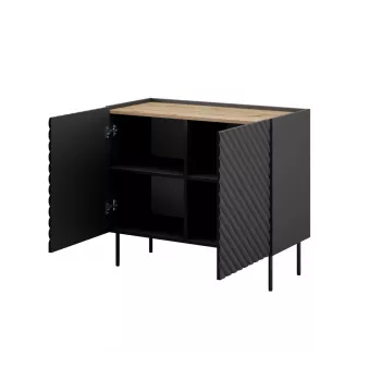 Cómoda Cama Meble ONDA 2D 98x45x85 cm, preto, estrutura em aglomerado