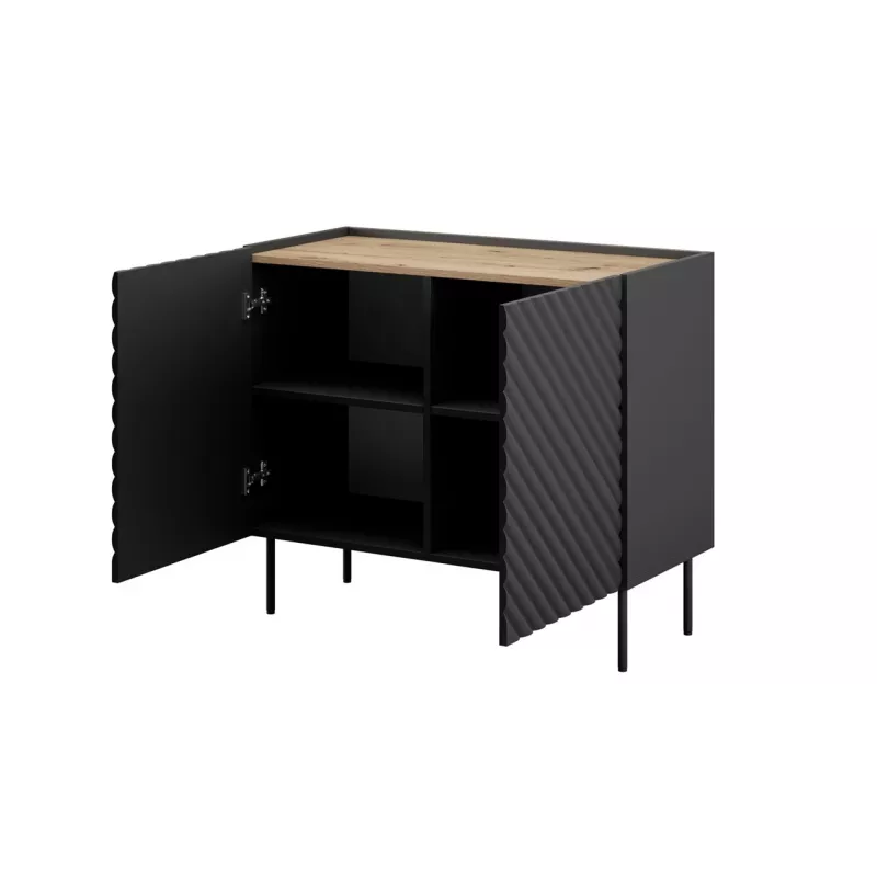 Cómoda Cama Meble ONDA 2D 98x45x85 cm, preto, estrutura em aglomerado