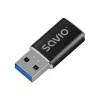 Adaptador de cabo de vídeo Savio AK-81 USB Type-C USB Type-A preto