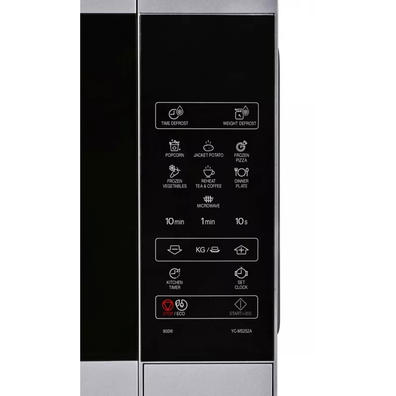 Micro-ondas Sharp YC-MS252AE-S, de bancada, 900 W, 25 L, 11 níveis de potência, controlo tátil, prateado