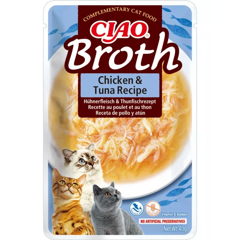 INABA Ciao Broth snack para gatos com frango e atum, 40 g