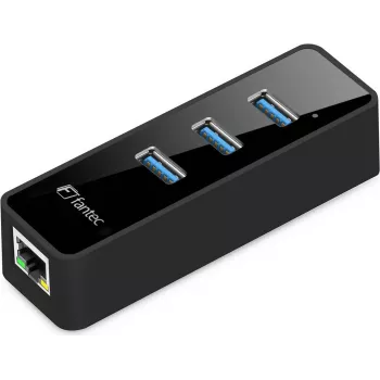 Fantec UMP-3UE1000 - adaptador de rede - USB3.0 - Gigabit Ethernet x 1 + USB3.0 x 3 - preto (1959)