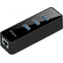 Fantec UMP-3UE1000 - adaptador de rede - USB3.0 - Gigabit Ethernet x 1 + USB3.0 x 3 - preto (1959)