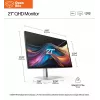 Monitor HP 727pq Series 7 Pro QHD - 27 2560 x 1440 QHD 400-nit 120Hz AG, IPS Preto HDR 400, USB-C(15W)/HDMI/DisplayPort Daisy-Chain, 3x USB-A, regulável em altura/inclinação/rotação/giro, 3
