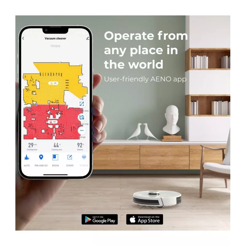 AENO Robô aspirador RC2S: Limpeza a húmido e a seco, controlo inteligente App AENO, potente motor japonês Nidec, modo turbo
