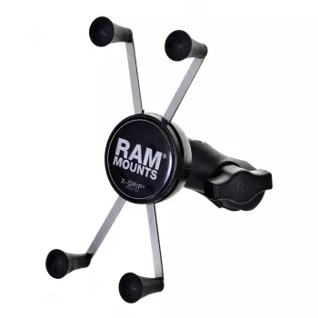 Suporte para telemóvel RAM Mounts X-Grip grande com base para coluna de direção de motociclo
