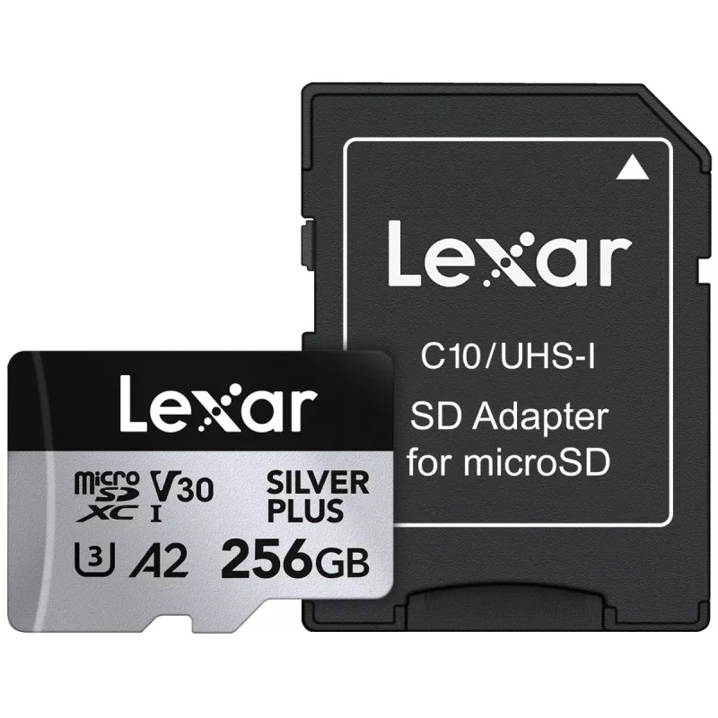 Cartão de memória microSD 256GB C10 A2 U3 V30 205/150MB/s Silver Plus