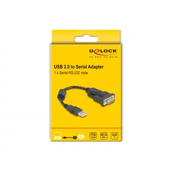 Cabo série DeLOCK 61549 preto 0,25 m USB Type-A RS-232