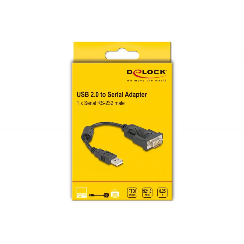 Cabo série DeLOCK 61549 preto 0,25 m USB Type-A RS-232