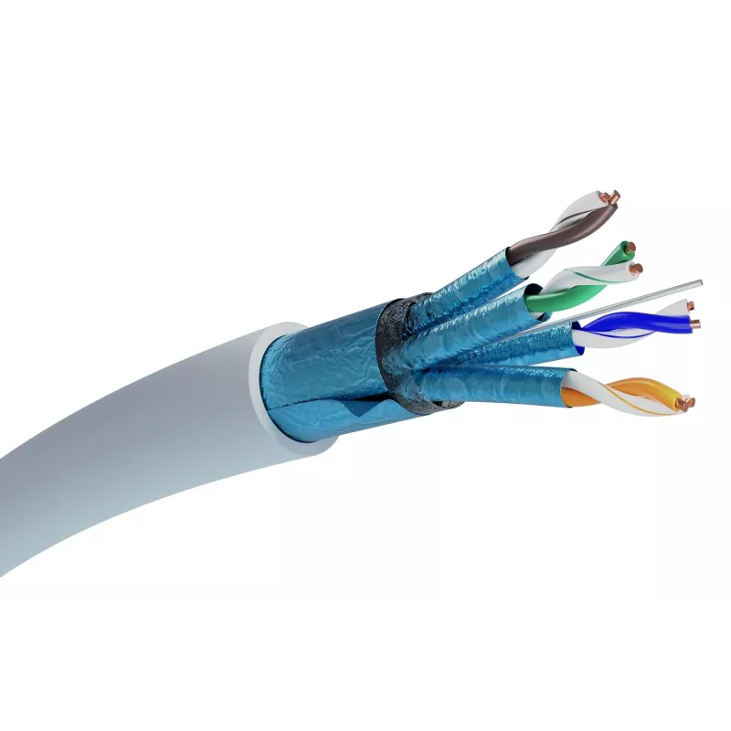 Cabo de rede Extralink par entrançado CAT6A FTP (F/FTP) V2 interior 500M cinzento
