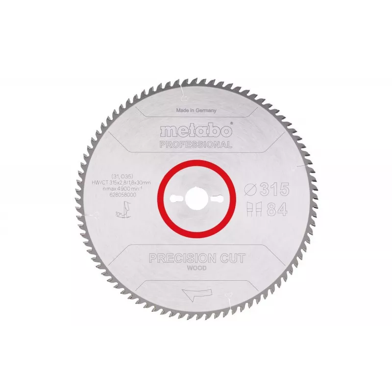 Lâmina de serra circular Metabo HW/CT 315x30 84z Precision Cut Wood Professional