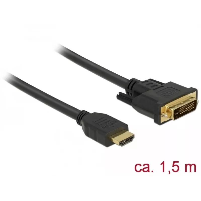Adaptador de cabo de vídeo DeLOCK 85653 1,5 m HDMI Type-A DVI preto