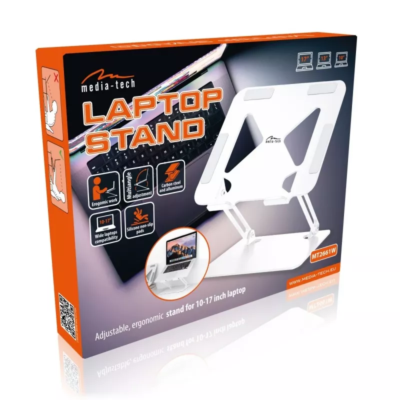 Suporte para portátil MEDIA-TECH – suporte para portátil MT2661W (branco)