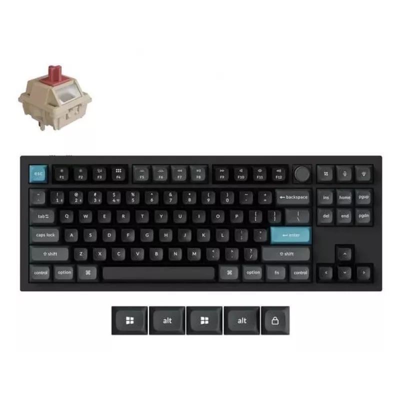 Teclado mecânico 80% QWERTY Keychron Q3 Ultra 8K — Bluetooth e com fios, retroiluminação RGB, preto