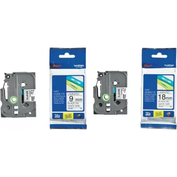 Conjunto de fita para etiquetas Brother TZe-221 TZe-241 9 mm, fita branca com impressão preta