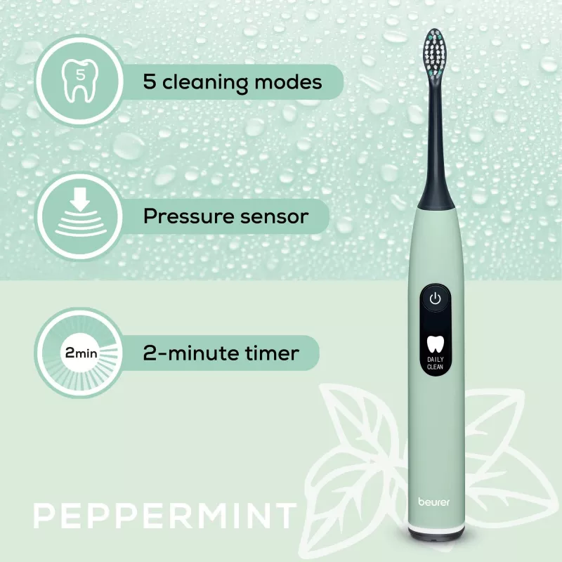 Escova de dentes Beurer SC 50 hortelã-pimenta escova de dentes sónica verde Planet 10515