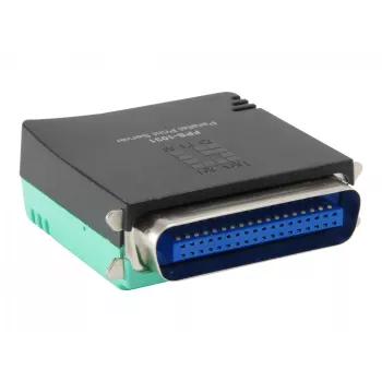 Servidor de impressão paralelo LevelOne, preto, verde, atividade, link, energia, estado, Taiwan, Ethernet LAN, IEEE 802.3, IEEE 802.3u, 10,100 Mbit/s
