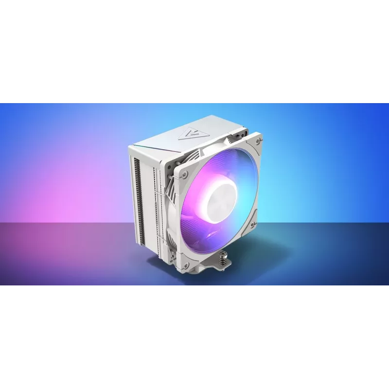 Dissipador de CPU por ar MODECOM Volcano 0C T721 ARGB 120 branco, torre única, ventoinha de 120 mm