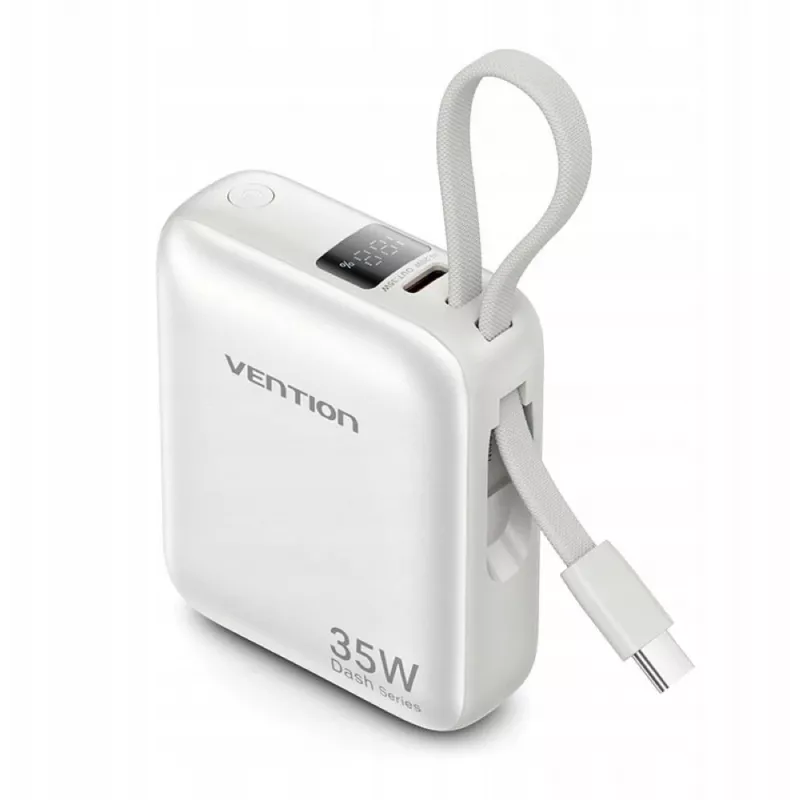 Vention FHEN0 Power bank, 10000 mAh, 35 W, cabo USB-C integrado, bege