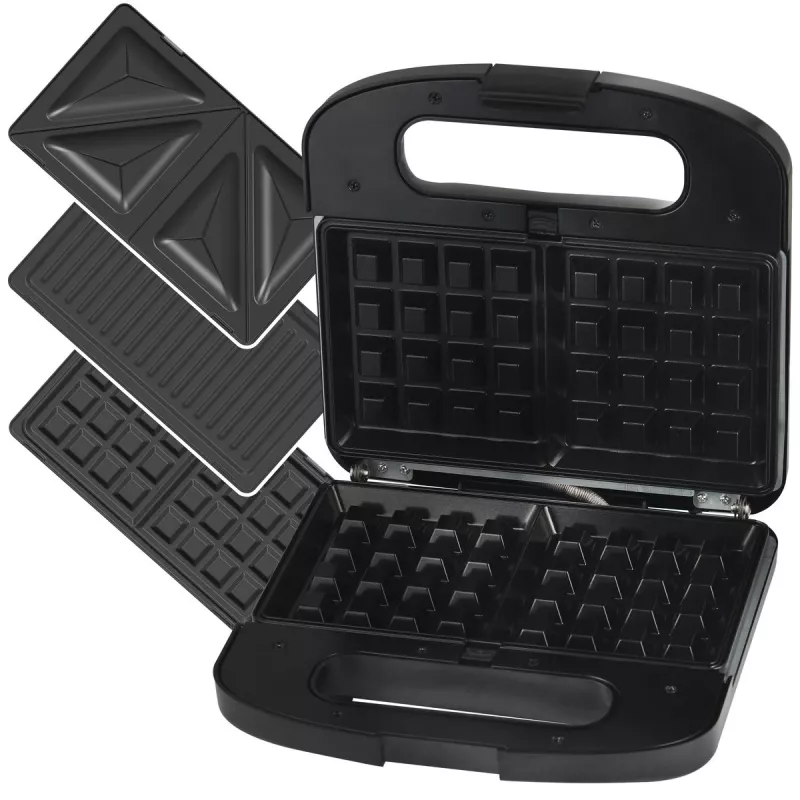 Grelhador e máquina de sandes e waffles Extralink Smart Life SJ-37A | Torradeira-grelhador e máquina de waffles | 1000 W, torradeira com 3 placas intercambiáveis