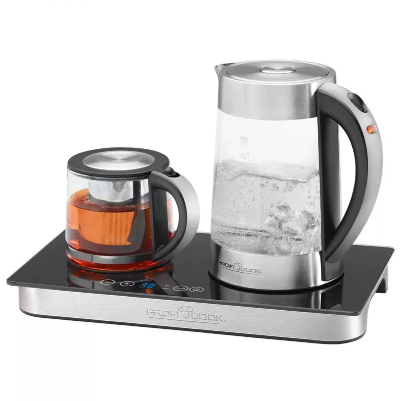ProfiCook PC-TKS 1056 chaleira 1,7 L preto, aço inoxidável, transparente