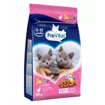 Alimento seco para gatos PREVITAL Junior Chicken 950 g — croquetes para gatinhos, 35% proteína, 12% gordura