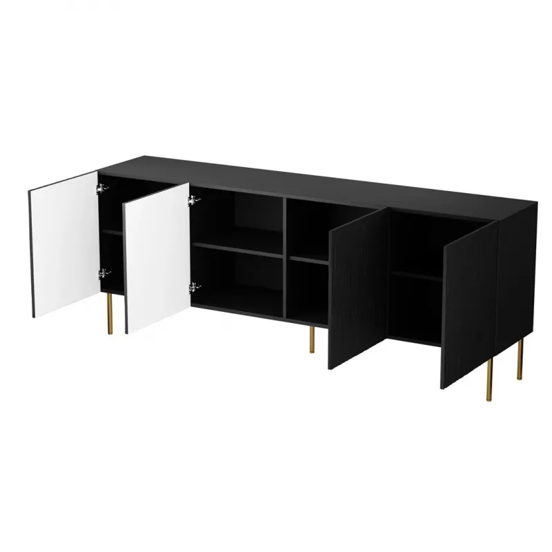 Cómoda JUNGLE 190x40.5x74.5 preto mate + pernas douradas