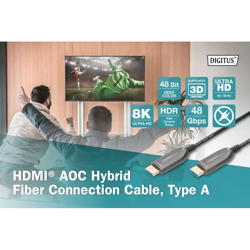 Cabo de fibra ótica híbrido HDMI AOC Digitus AK-330126-300-S