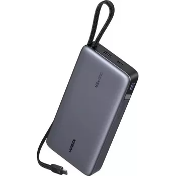 Powerbank UGREEN Nexode PB552 25.000 mAh 165W com 1×USB-A, 1×USB-C e cabo USB-C integrado (55995B)