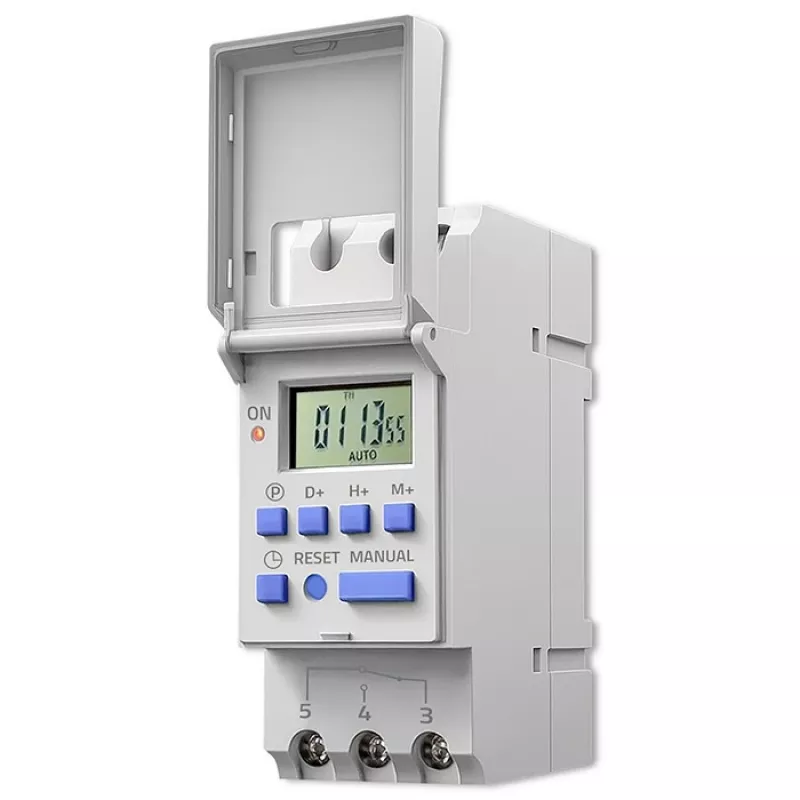 Temporizador eletrónico para calha DIN QOLTEC 50983, a pilhas, para circuitos de automação