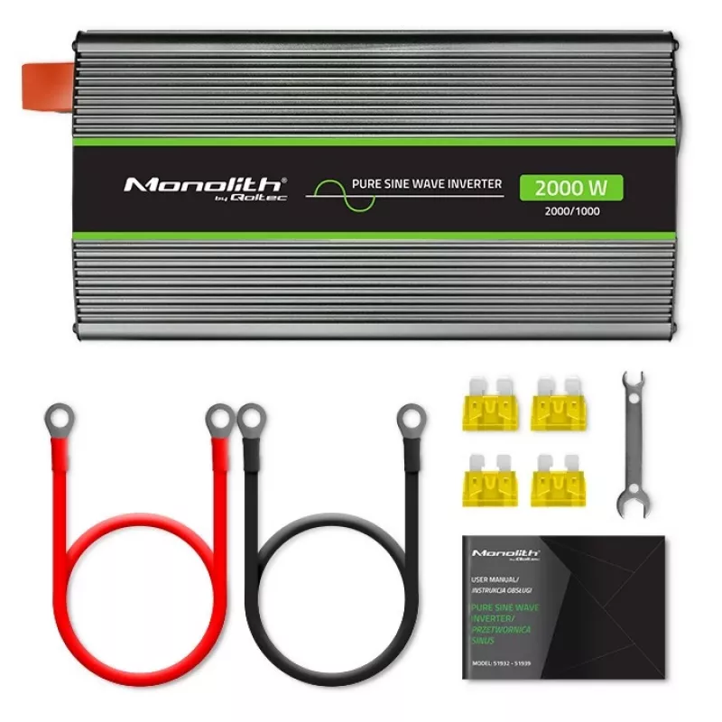Inversor para automóvel Qoltec Monolith 2000 W preto 24 V