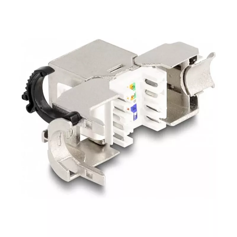 Módulo Keystone DeLOCK RJ45 fêmea para LSA Cat.6A STP com clipe de bloqueio