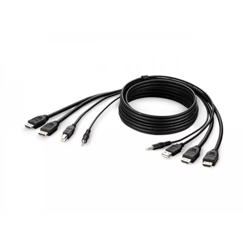 Cabo combo Belkin Secure KVM - cabo de vídeo / USB / áudio - conforme TAA - USB, mini-jack, HDMI (M)