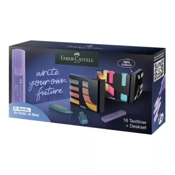 Conjunto de marcadores Faber-Castell 254603 — 16 unidades, ponta de cinzel, metálico/multicolor/pastel
