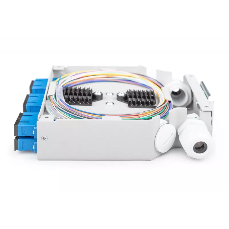 Caixa de parede em fibra ótica DIGITUS DN-963890, OS2, adaptador SC com pigtail de 2 m, aço, azul/cinzento