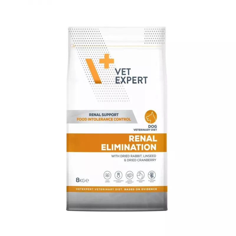 Alimento seco para cães VETEXPERT Veterinary Diet Renal Elimination — adulto, sabor coelho, 8 kg, proteína 15,8 %, gordura 19,5 %