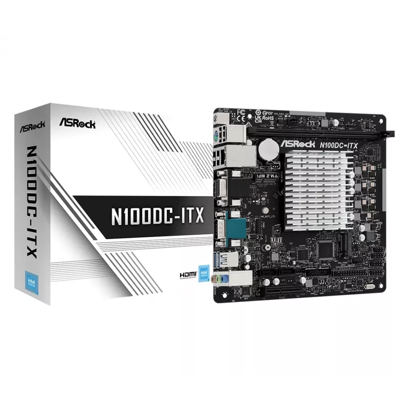 ASRock N100DC-ITX - processador Intel Quad-Core N100 (até 3,4 GHz) DDR4- 2 SATA3, suporta Intel Turbo Boost Technology placas-mãe Mini ITX (280)