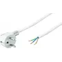 Cabo de alimentação Wentronic Goobay com contacto de proteção angular para montagem individual, 3 m, branco - tipo F (tipo F, CEE 7/7) > extremidades soltas (93312)