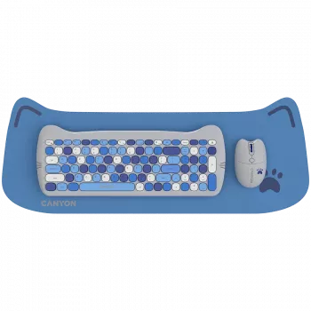 Conjunto de teclado e rato sem fios CANYON HSET-W6 Kitty Edition AAA AA azul